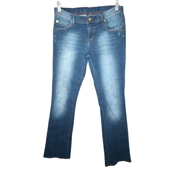 Armani Exchange AX Jeans Women Size 4 Long Medium Wash Blue Denim Bootcut Casual - Picture 1 of 12